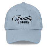 Beauty and Brains Logo Dad Hat with Black Letters- Various Colors